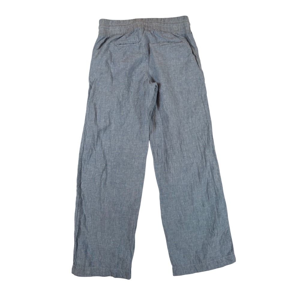 Athleta Cabo Linen Wide Leg Pants Womens 6 Blue Coastal Lagenlook Elastic Waist - Picture 6 of 7